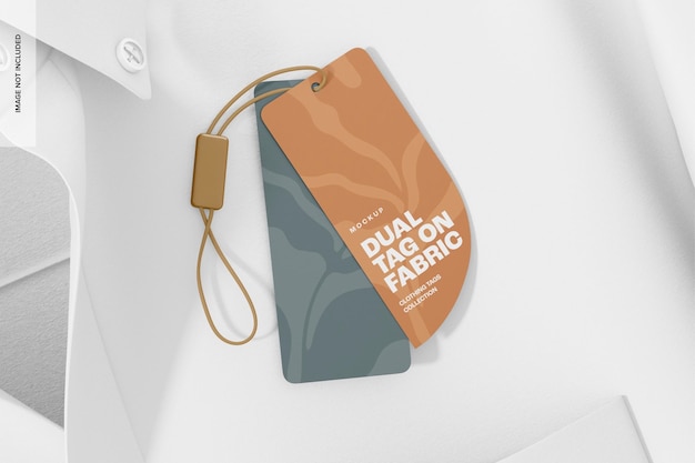 Dual Tag on Fabric Mockup, Top View