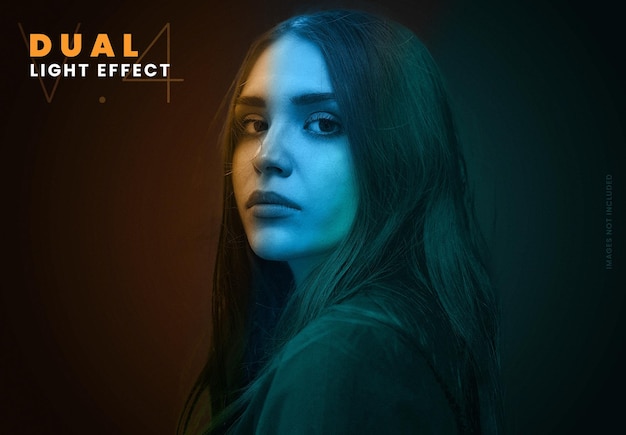 dual tone lighting photo effect mockup