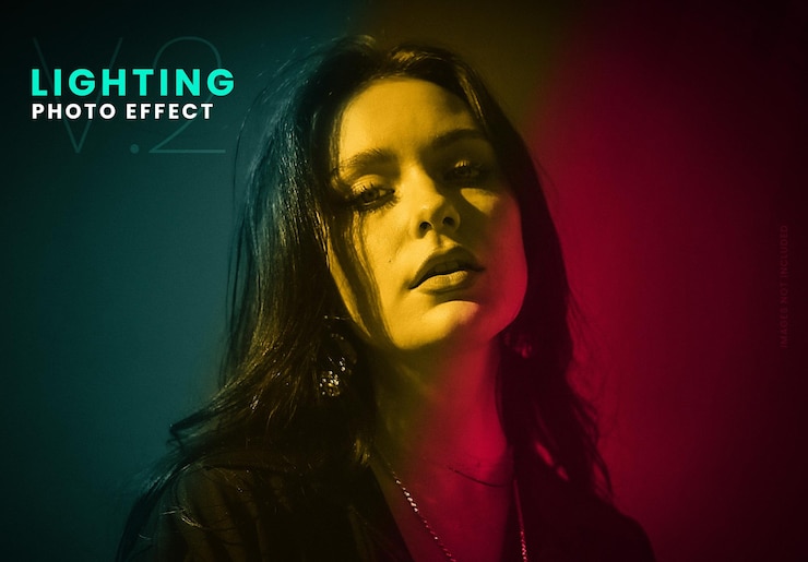 PSD dual tone verlichting foto-effect mockup