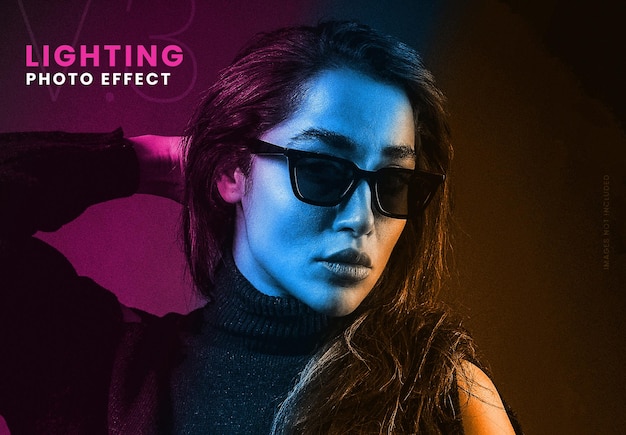 PSD dual tone verlichting foto-effect mockup