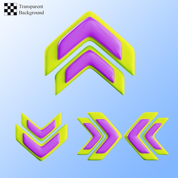 Dubbel pijlpictogram in groene en paarse 3D illustratie