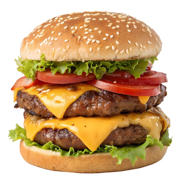 Dubbele cheeseburger isolatie op doorzichtige achtergrond