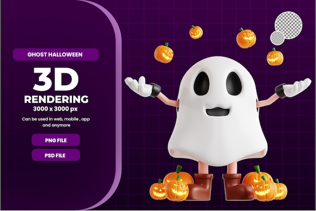 Duch Halloween 3d Rzuca Dyniami