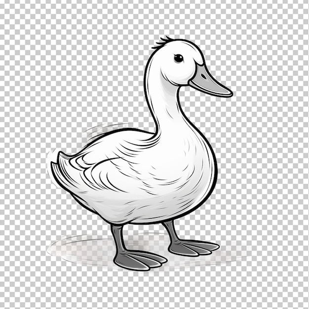 PSD duck in doodle simple style png