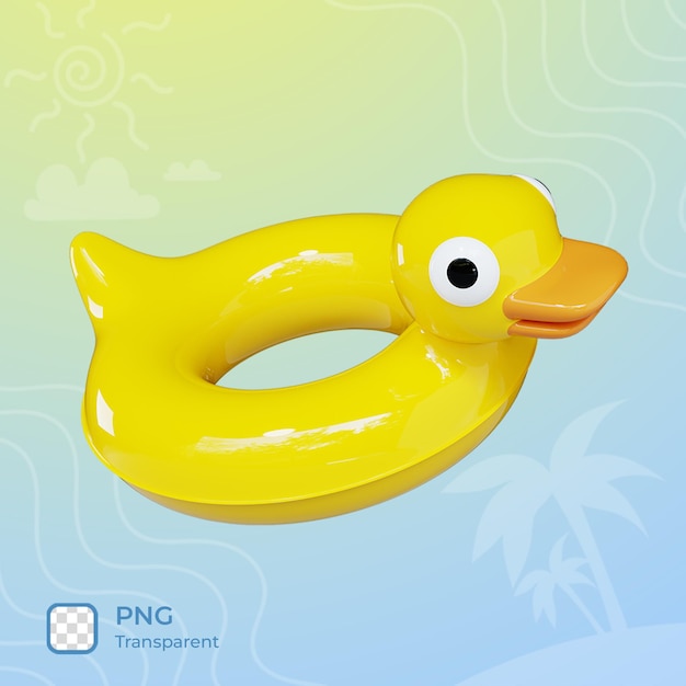 Premium PSD | Duck float 3d illustration render icon summer theme object