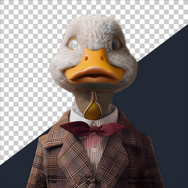 PSD a duck wearing a suit on dark background include png file