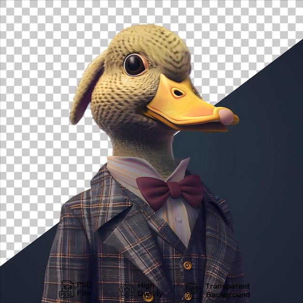 PSD a duck wearing a suit on dark background include png file