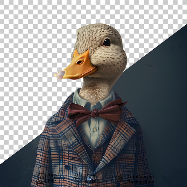 A duck wearing a suit on dark background include png file