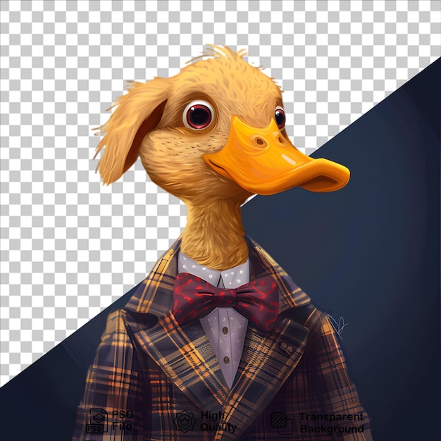 PSD a duck wearing a suit on dark background include png file