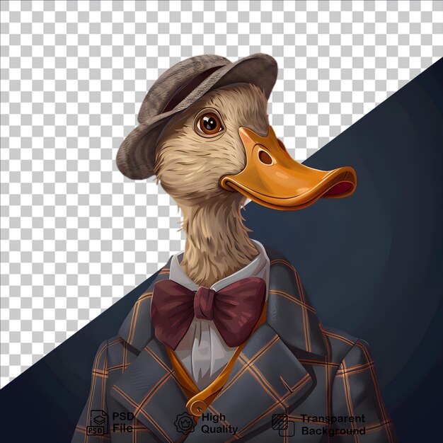 PSD a duck wearing a suit on dark background include png file