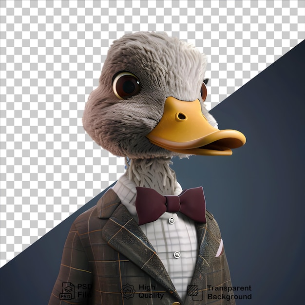 A duck wearing a suit on dark background include png file