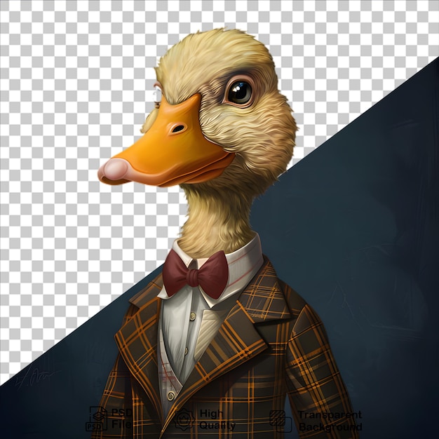 PSD a duck wearing a suit on dark background include png file