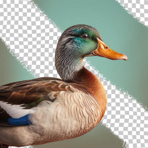 A duck with a blue head and a green head.