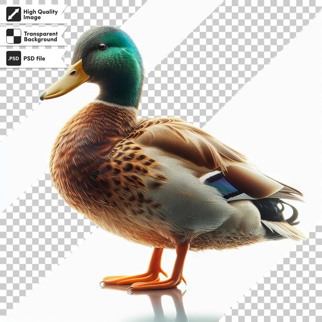 PSD a duck with a green head and brown body