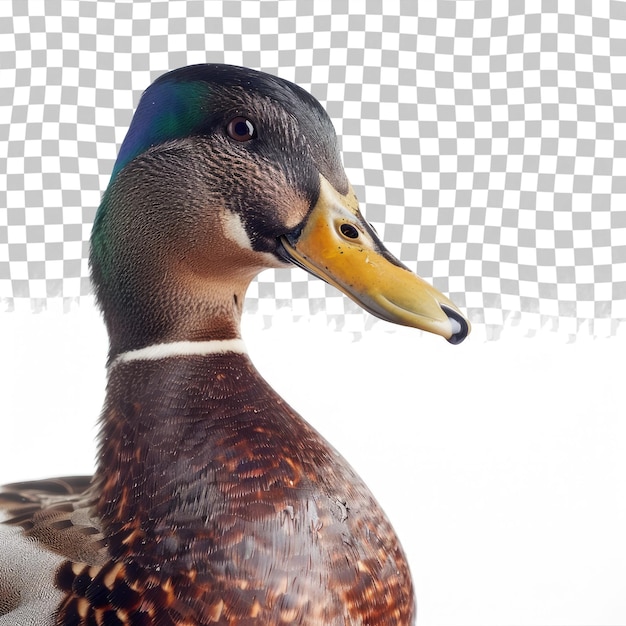 PSD a duck with a yellow beak and a white chest