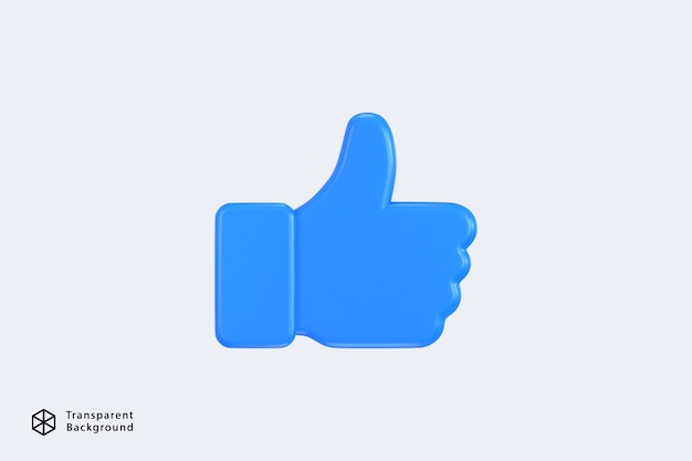 Duim omhoog sociale media zoals icoon 3D rendering vector illustratie