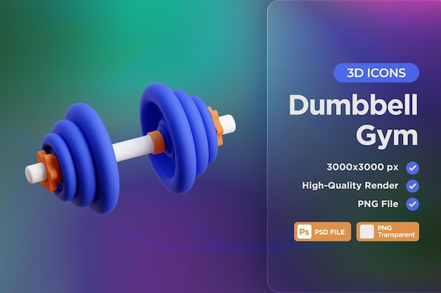 PSD dumbbell gym 3d icon illustratie