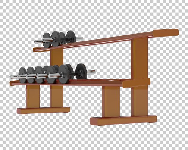 PSD dumbbells on rack on transparent background 3d rendering illustration