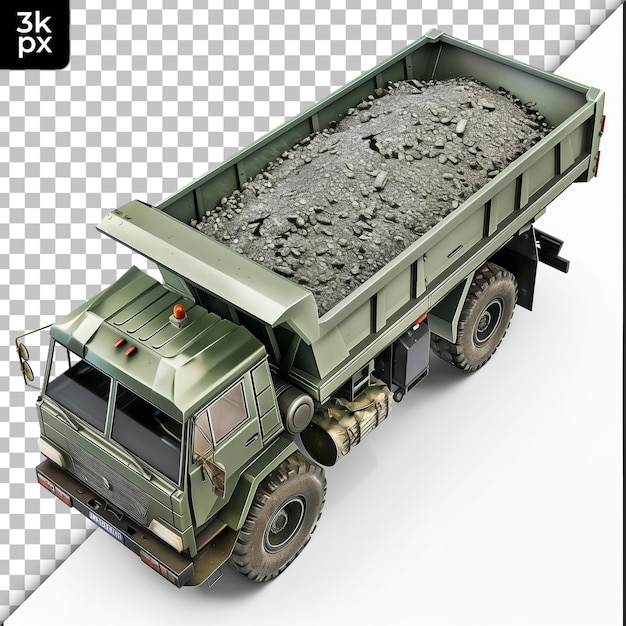 PSD dump truck isolated on transparent background