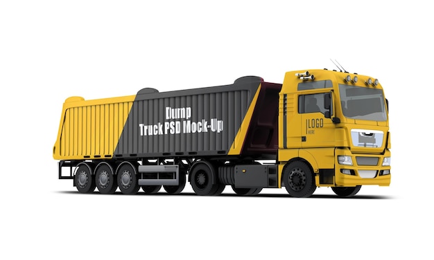 PSD dumper truck psd mockup side view