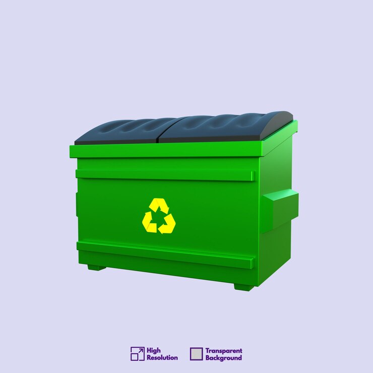 PSD dumpster 3d model with transparent background