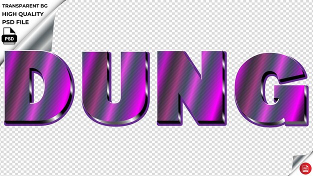 PSD dung typography purple light text metalic psd transparent