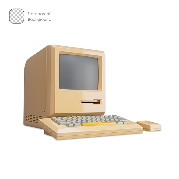 Dünyanın ilk bilgisayarı Fare ve klavyeli eski vintage masaüstü bilgisayar Retro teknoloji