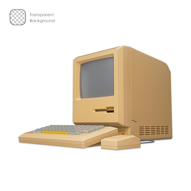 Dünyanın ilk bilgisayarı Fare ve klavyeli eski vintage masaüstü bilgisayar Retro teknoloji