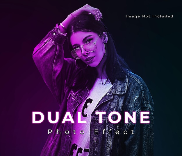 PSD duotone color gradient vibrant glow light photo effect