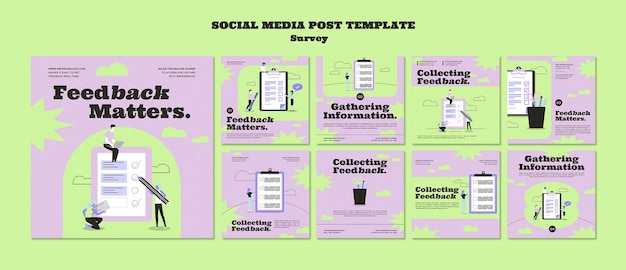 PSD duotone flat design survey template