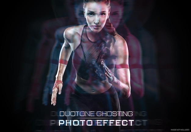 Duotone ghosting foto-effect mockup