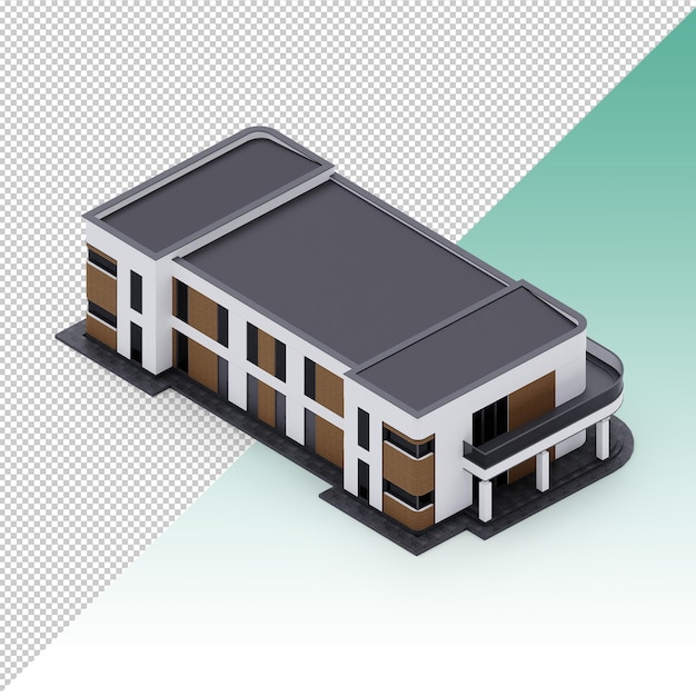 PSD duplex house isometric isolated