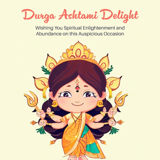 PSD durga ashtami 소셜 미디어 게시물