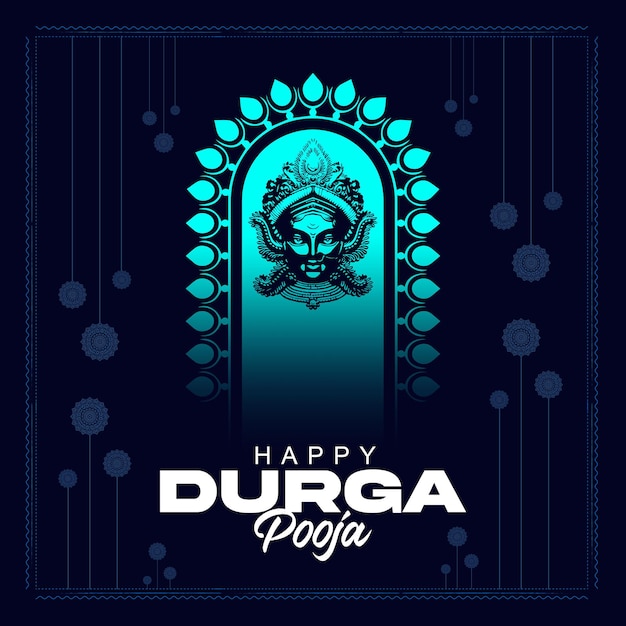 Durga puja social media post banner template