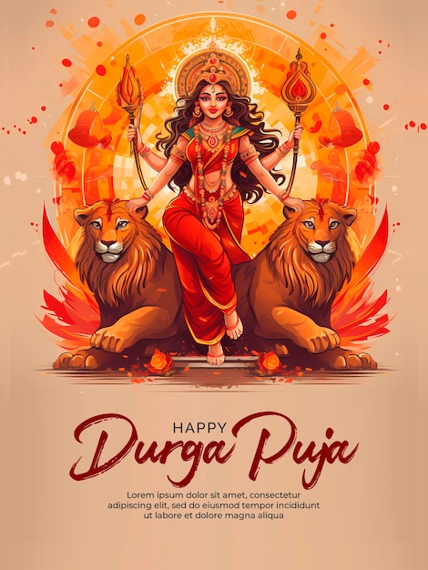 PSD durga puja szczęśliwy projekt tła festiwalu navratri