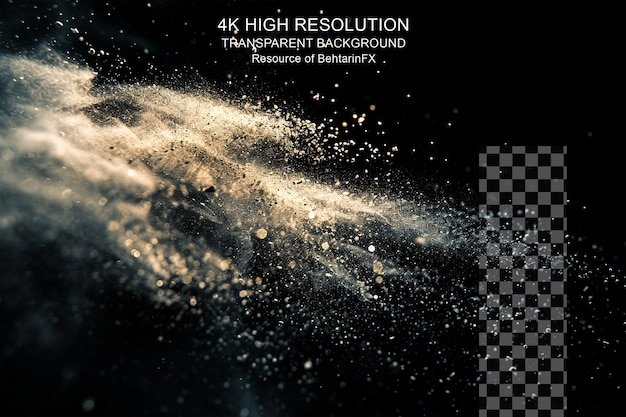 PSD dust particles in the air with glowing light effects on a transparent background