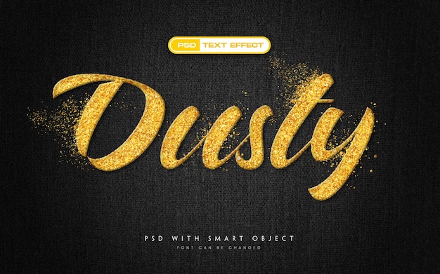PSD effetto di testo in stile 3d dusty glitter