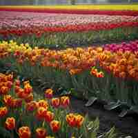 PSD campi di tulipani rurali olandesi paesaggio rurale