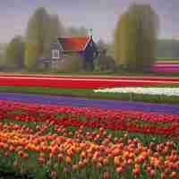 PSD dutch rural tulip fields countryside landscape