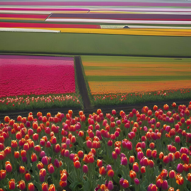 PSD dutch rural tulip fields countryside landscape