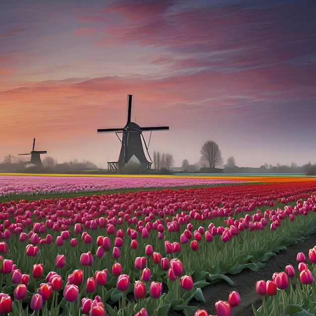 Dutch rural tulip fields countryside landscape