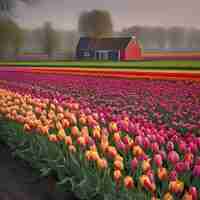 PSD dutch tulip fields countryside landscape