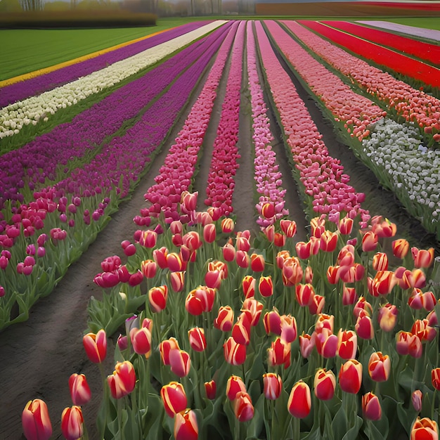 PSD dutch tulip fields countryside landscape