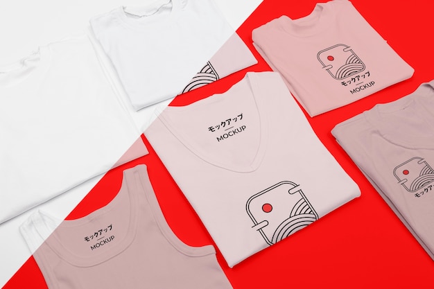 Duży Kąt Makiety Koncepcji T-shirt