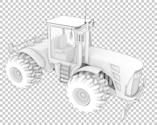 Duży Traktor Na Przezroczystym Tle Ilustracja Renderowania 3d