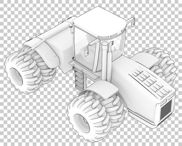 PSD duży traktor na przezroczystym tle ilustracja renderowania 3d