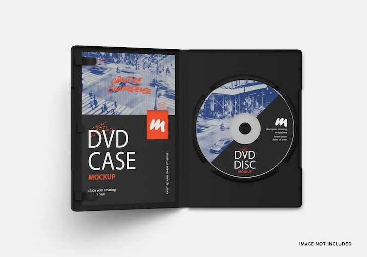 PSD dvd-casemockup met schijf en omslag