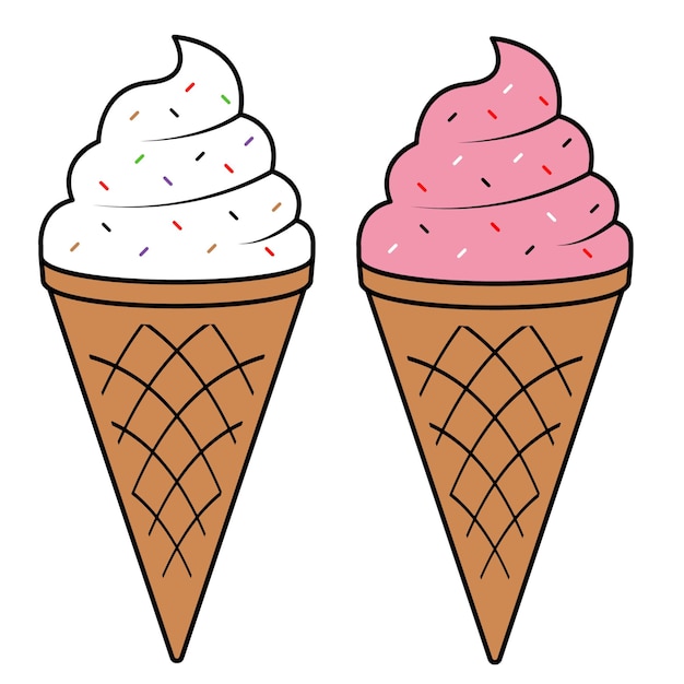 dwa lody z różowym i fioletowym na nich