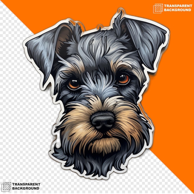 Dwergschnauzer hoofd digitale sticker geïsoleerd op transparante achtergrond