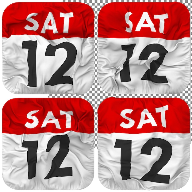 PSD dwunasta 12 sobotnia ikona kalendarza z datą izolowana cztery macha styl nierówności tekstura renderowania 3d